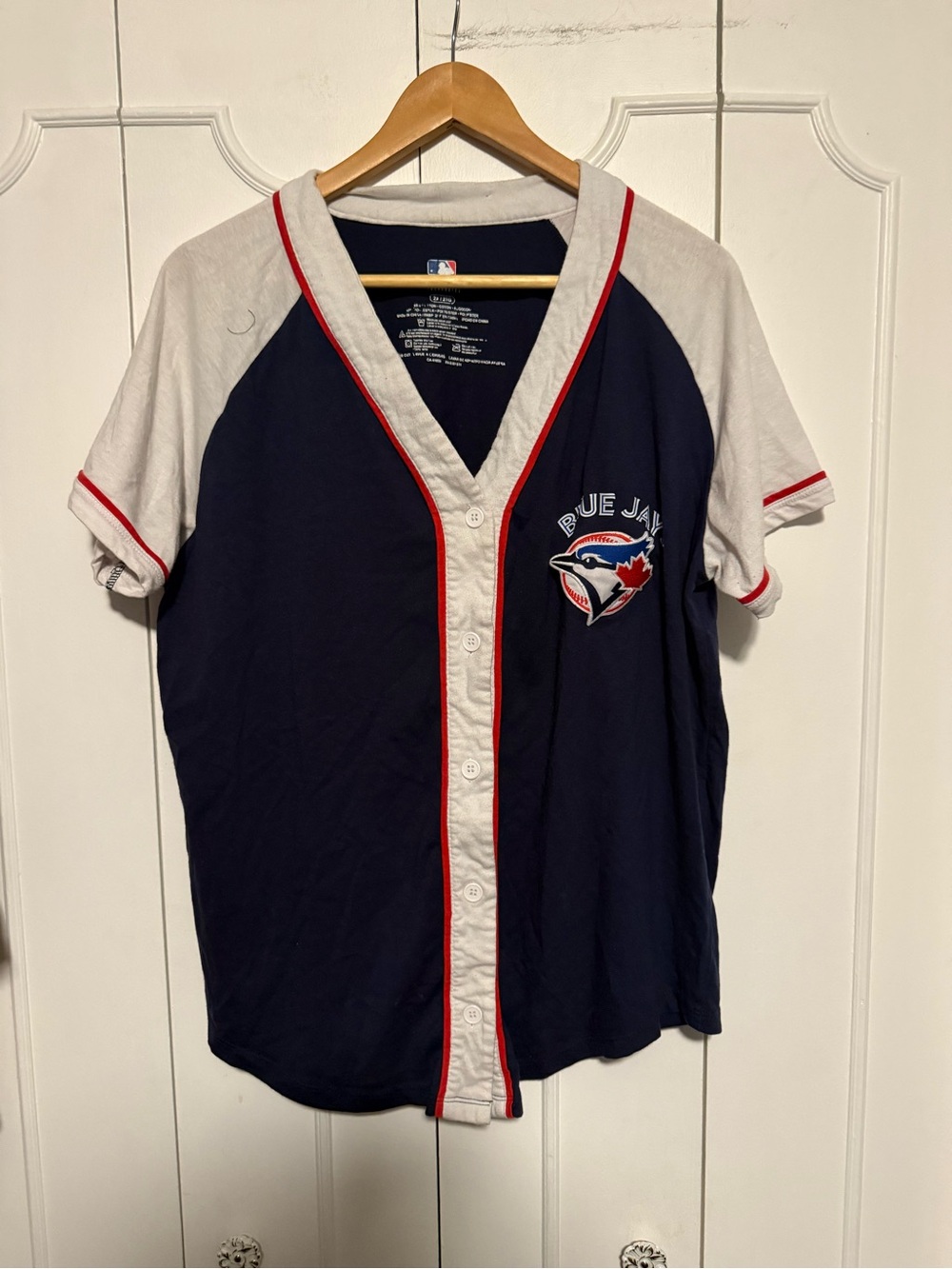 MLB Toronto Blue Jays Navy, White & Red Button-Front Kids Jersey